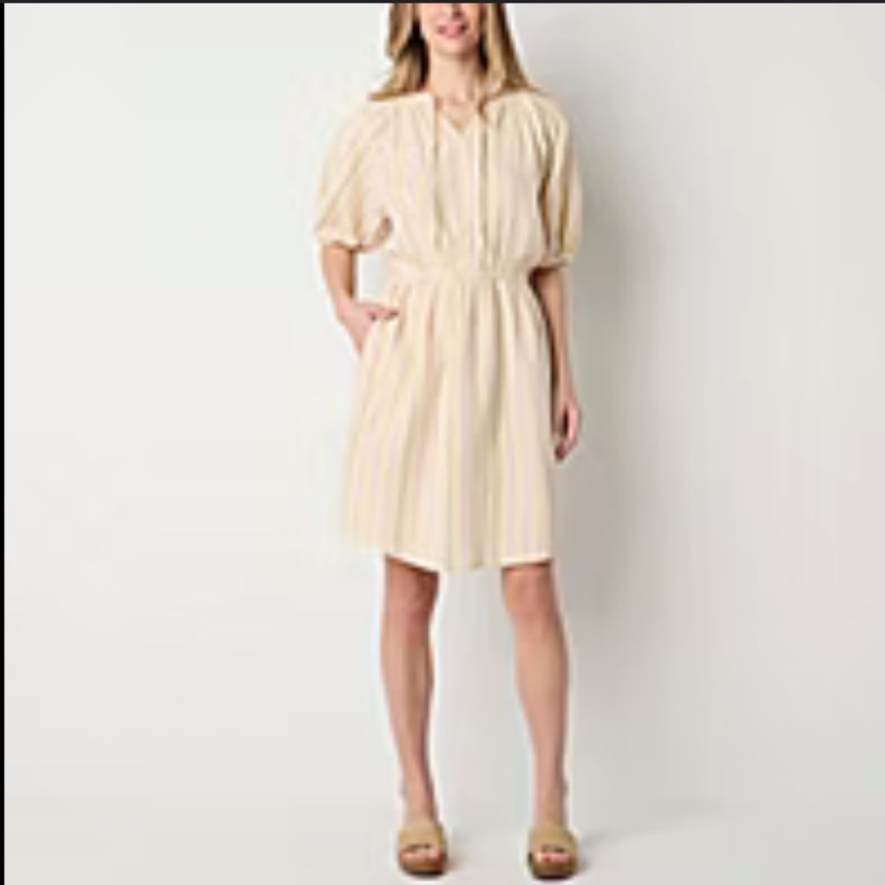 NEW a. n. a. Dress Willa Stripe Cotton Gauzy Women’s Size XL